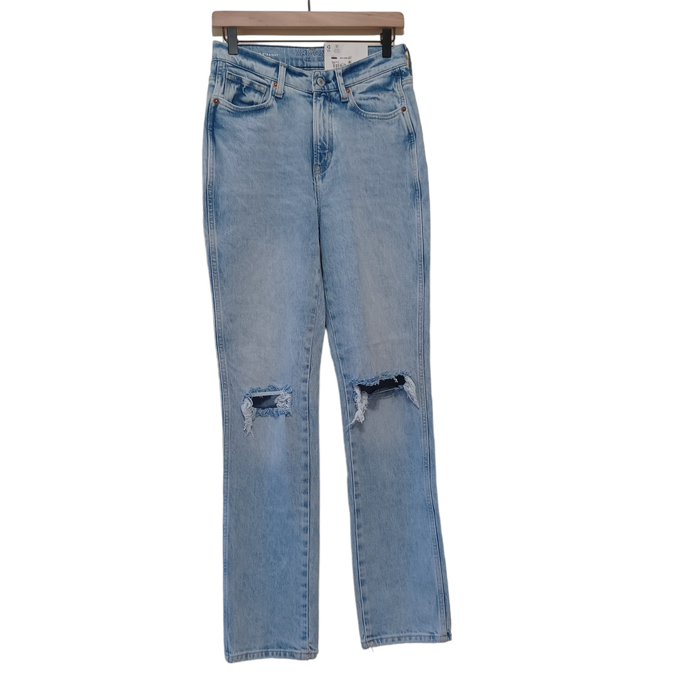 ARIZONA JEAN CO. Womens 90's Straight Fit Full Length Jeans Distressed Size 7